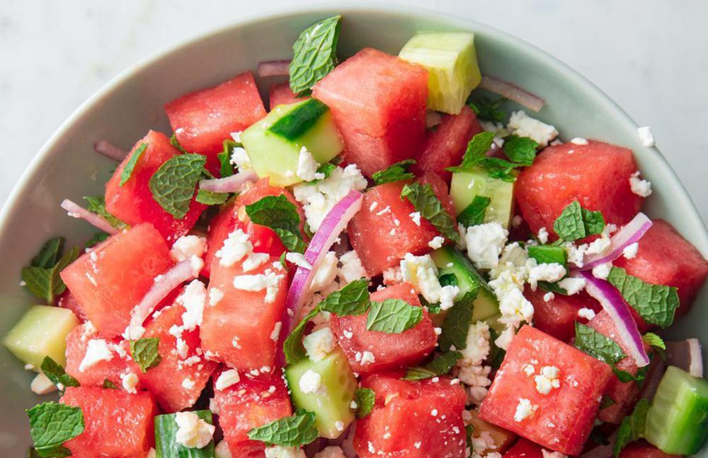 Watermelon Cucumber Feta Salad